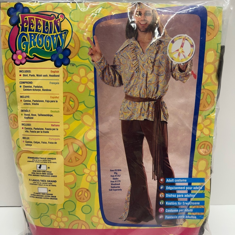 RUBIES HALLOWEEN COSTUME MOD MARVIN 60s HIPPIE MENS ADULT FUNKY HIPPY